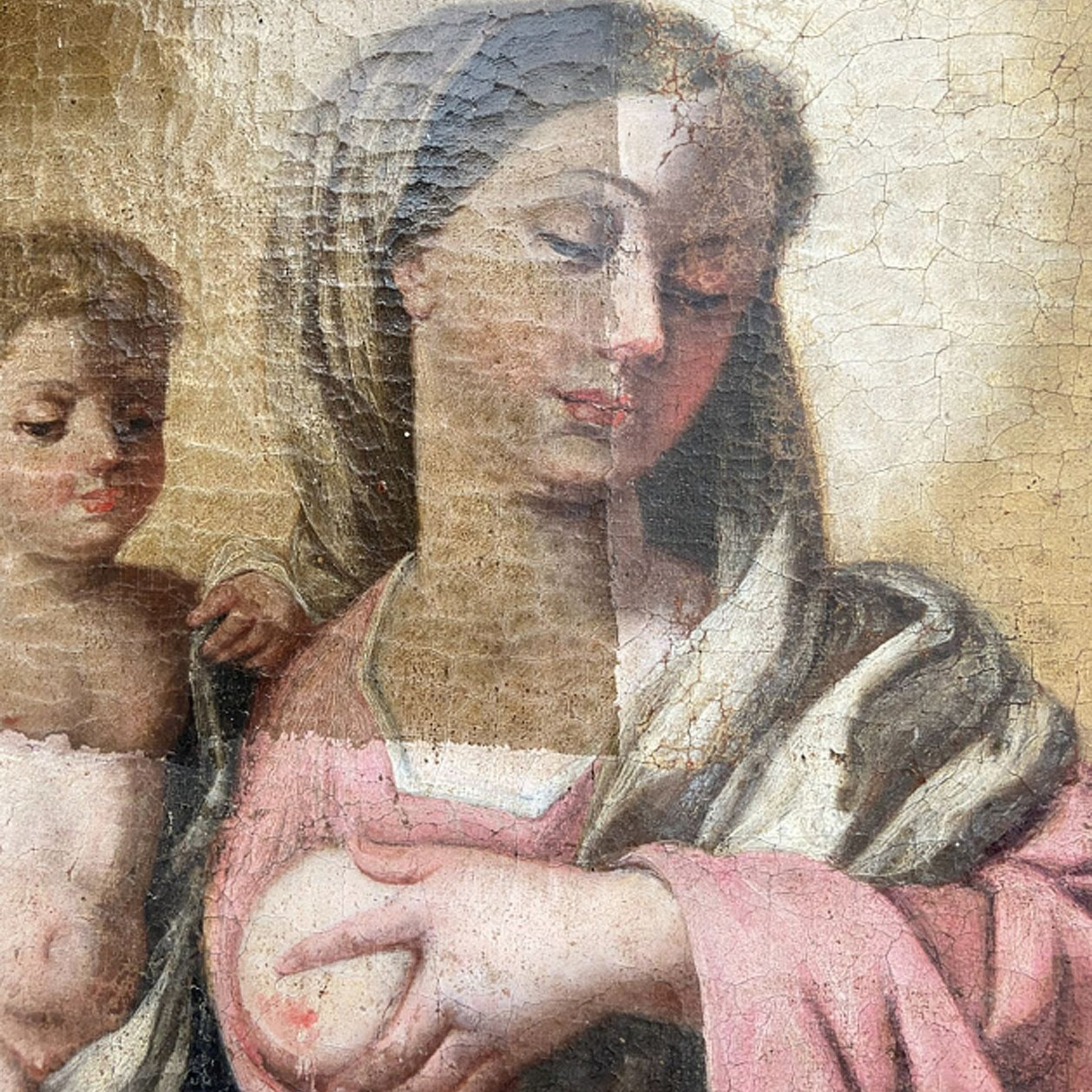 Madonna del Latte  durante il restauro